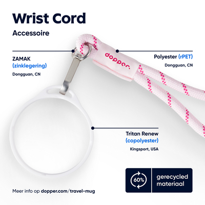 Dopper Wrist Cord - White Mug Ring - Cherry Pink Dopper Wrist Cord - White Mug Ring - Cherry Pink afbeelding