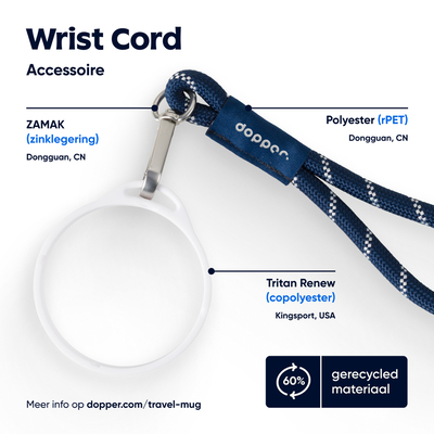 Dopper Wrist Cord - White Mug Ring - Midnight Silver Dopper Wrist Cord - White Mug Ring - Midnight Silver afbeelding