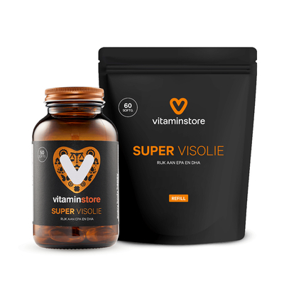 Vitaminstore Super Visolie pot + refill 60 st. Vitaminstore Super Visolie pot + refill 60 st. afbeelding