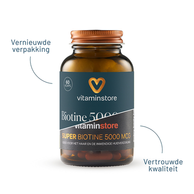 Vitaminstore Super Biotine 5000 mcg (biotin) Vitaminstore Super Biotine 5000 mcg (biotin) afbeelding