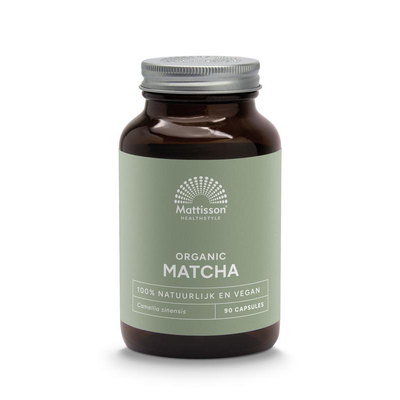 Mattisson Healthstyle Matcha 500 mg camillia sinensis bio Mattisson Healthstyle Matcha 500 mg camillia sinensis bio afbeelding