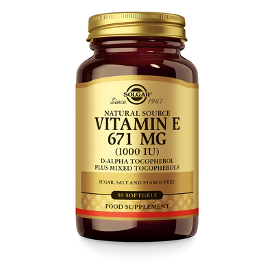 Solgar Vitamins Vitamin E 671 mg/1000 IU Complex (natuurlijk vitamine E) Solgar Vitamins Vitamin E 671 mg/1000 IU Complex (natuurlijk vitamine E) afbeelding