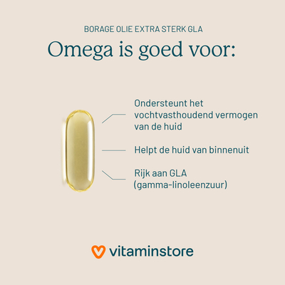 Vitaminstore Borage Olie Extra Sterk GLA (voorheen Zuiver GLA) Vitaminstore Borage Olie Extra Sterk GLA (voorheen Zuiver GLA) afbeelding