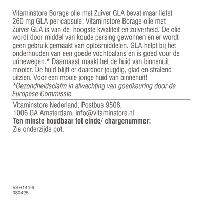 Vitaminstore Borage Olie Extra Sterk GLA (voorheen Zuiver GLA) Vitaminstore Borage Olie Extra Sterk GLA (voorheen Zuiver GLA) afbeelding