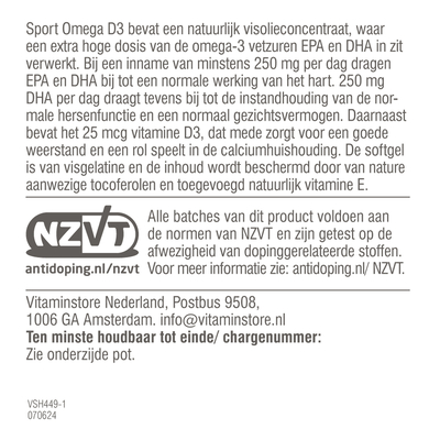 Vitaminstore Sport Omega D3 (NZVT-geprüft) Vitaminstore Sport Omega D3 (NZVT-geprüft) Abbildung