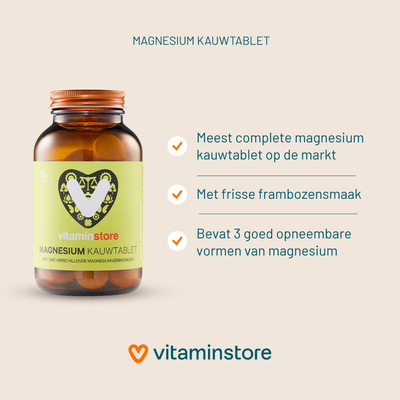 Vitaminstore Magnesium Kauwtablet Vitaminstore Magnesium Kauwtablet afbeelding