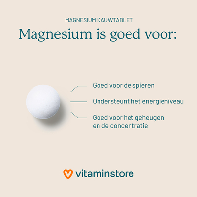 Vitaminstore Magnesium Kauwtablet Vitaminstore Magnesium Kauwtablet afbeelding