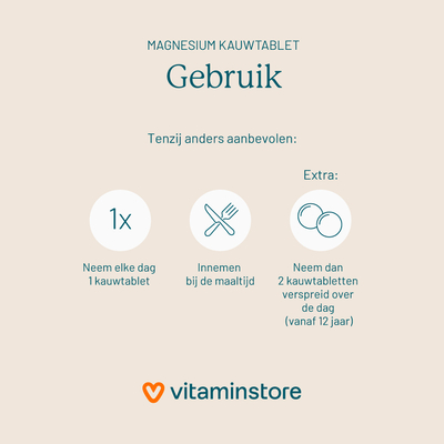 Vitaminstore Magnesium Kauwtablet Vitaminstore Magnesium Kauwtablet afbeelding