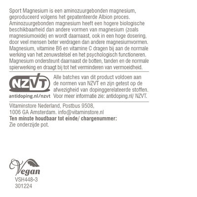 Vitaminstore Sport Magnesium (NZVT-gekeurd) afbeelding
