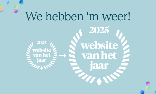 Afbeelding van foto van website van het jaar logo en confetti