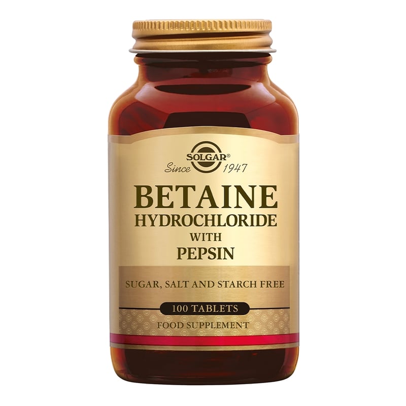 Solgar Vitamins Betaine Hydrochloride with Pepsin afbeelding