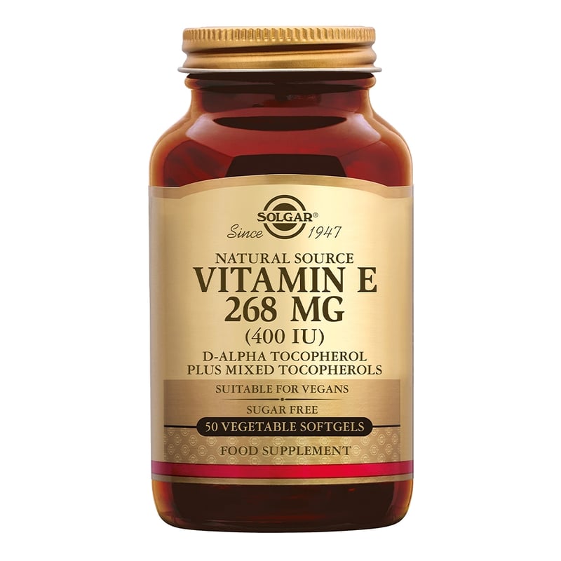 Solgar Vitamins Vitamin E 268 mg/400 IU Vegan (vitamine E in plantaardige softgels) afbeelding