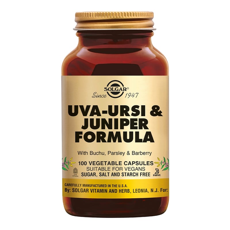 Solgar Vitamins Uva Ursi & Juniper Formula (beredruif en jeneverbes vochtbalans formule) afbeelding