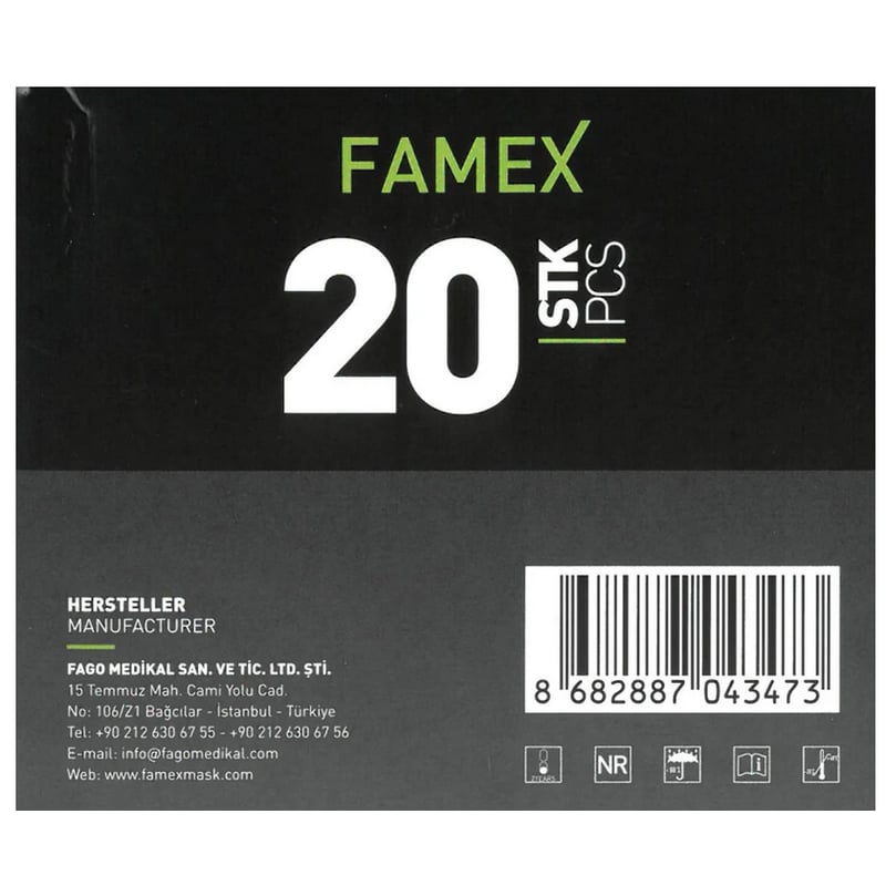 Famex FFP2 Maskers Zwart 20 stuks afbeelding