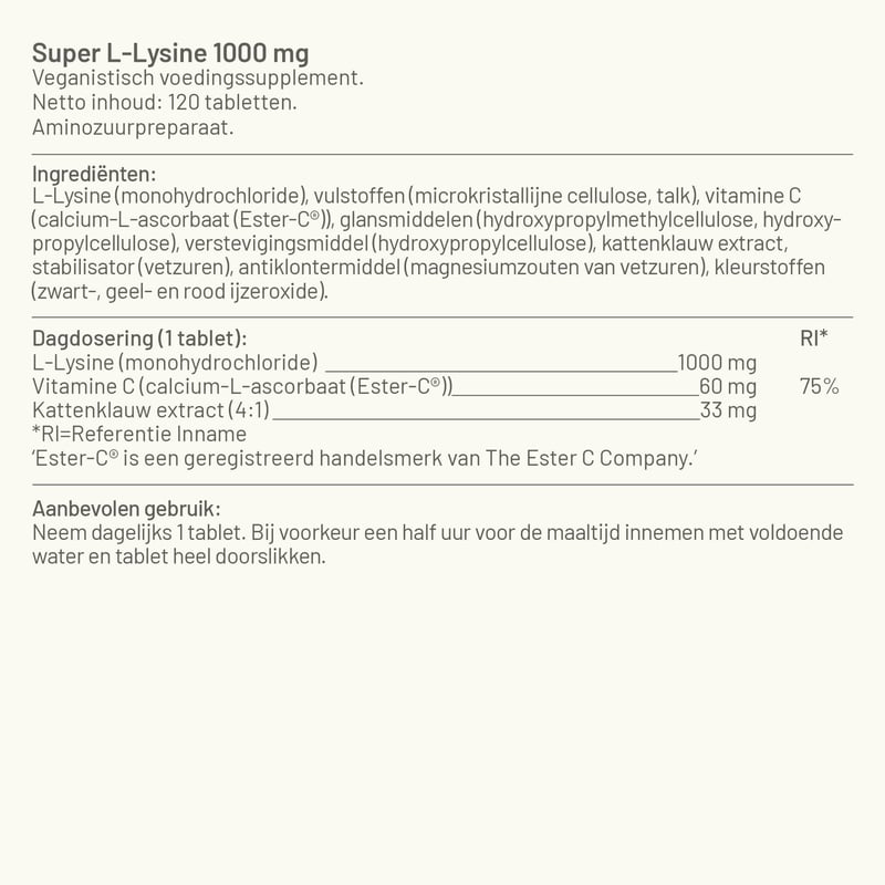 Vitaminstore Super L-Lysine 1000 mg afbeelding