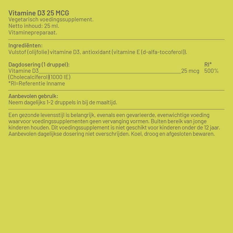 Vitaminstore Vitamine D3 Vloeibaar 25 mcg (1000 IE per 1 druppel) afbeelding