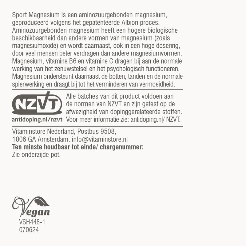 Vitaminstore Sport Magnesium (NZVT-gekeurd) afbeelding