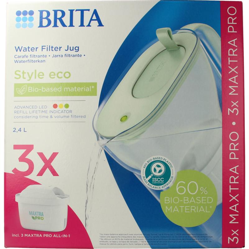 Brita Waterfilterbundel Cool Powder Green + 3 filters afbeelding