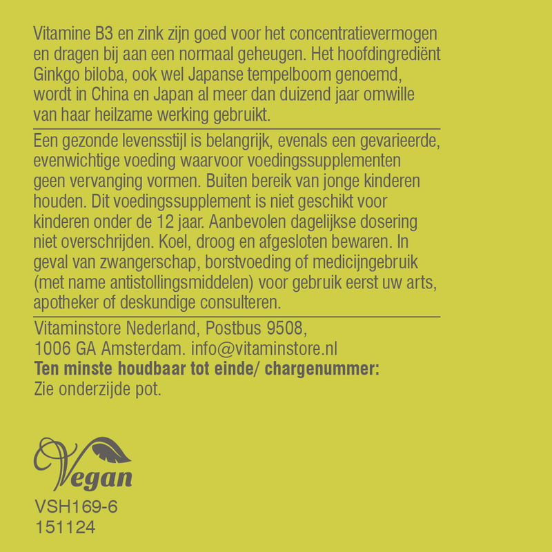 Vitaminstore Concentratie Support (voorheen Ginkgo Biloba) afbeelding