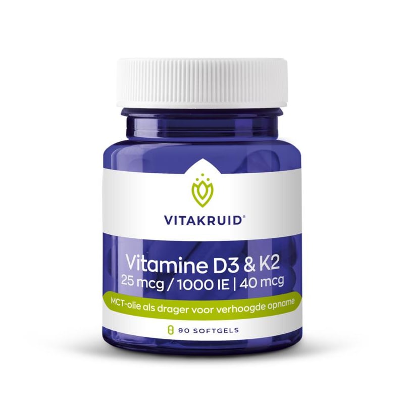 Vitakruid Vitamine D3 & K2 in MCT-olie voor verhoogde opname Vitakruid Vitamine D3 & K2 in MCT-olie voor verhoogde opname afbeelding