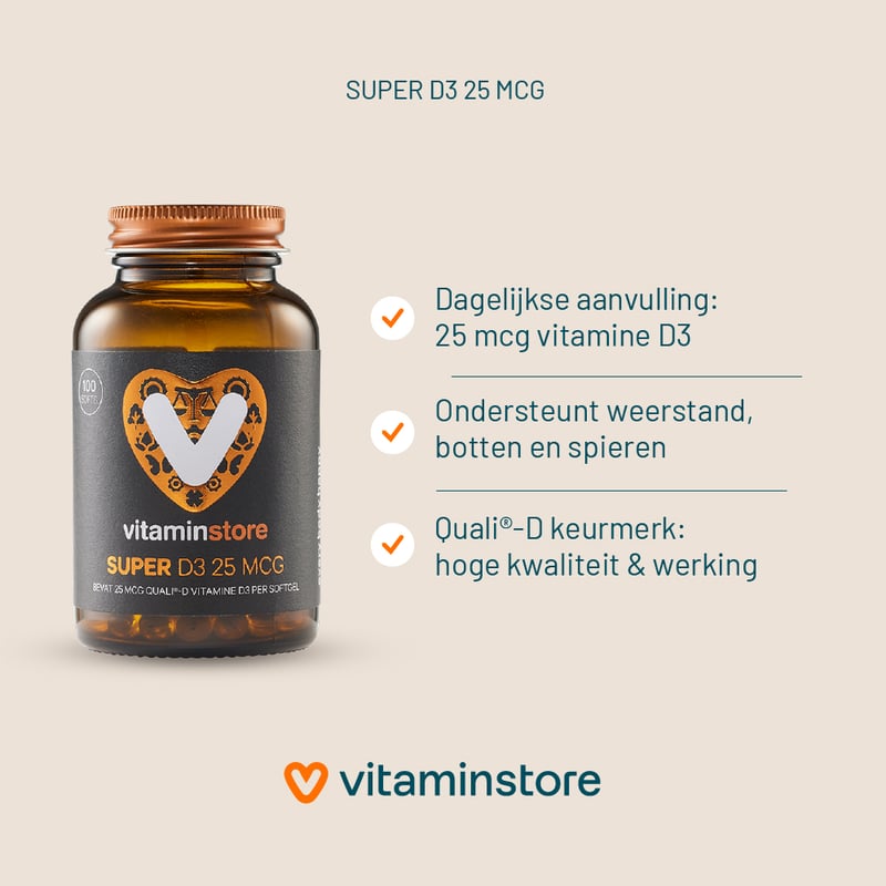 Vitaminstore Super D3 25 mcg vitamine D Vitaminstore Super D3 25 mcg vitamine D afbeelding