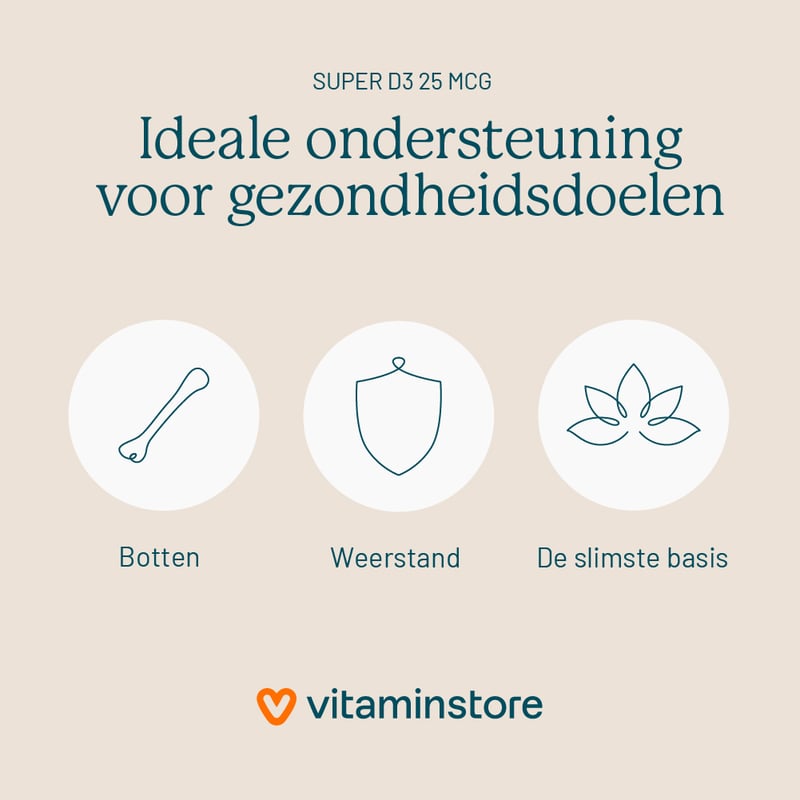 Vitaminstore Super D3 25 mcg vitamine D Vitaminstore Super D3 25 mcg vitamine D afbeelding