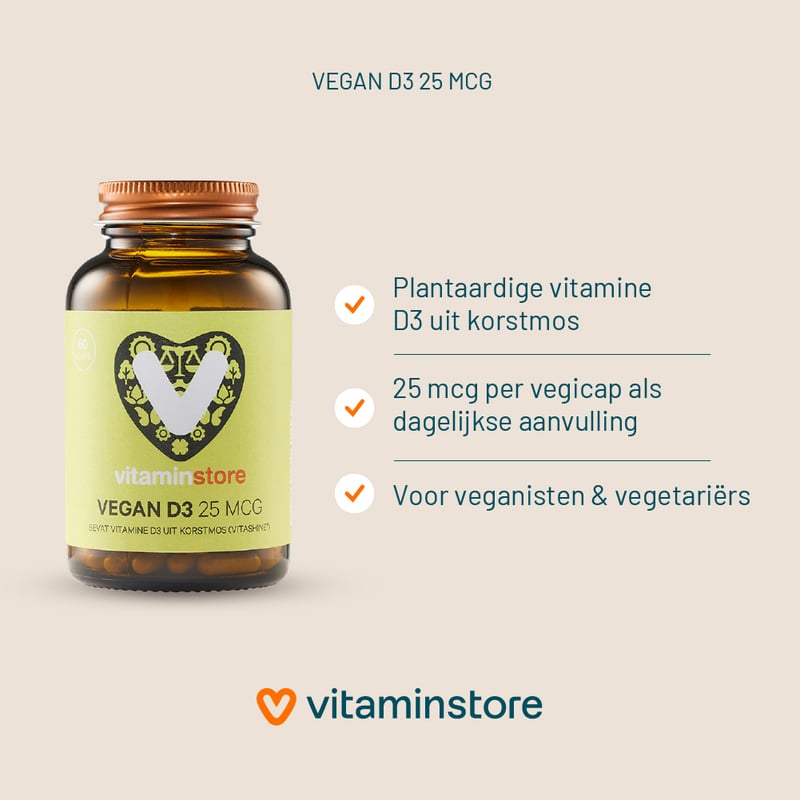 Vitaminstore Vegan D3 25 mcg (vegan vitamine D 1000 IE) afbeelding