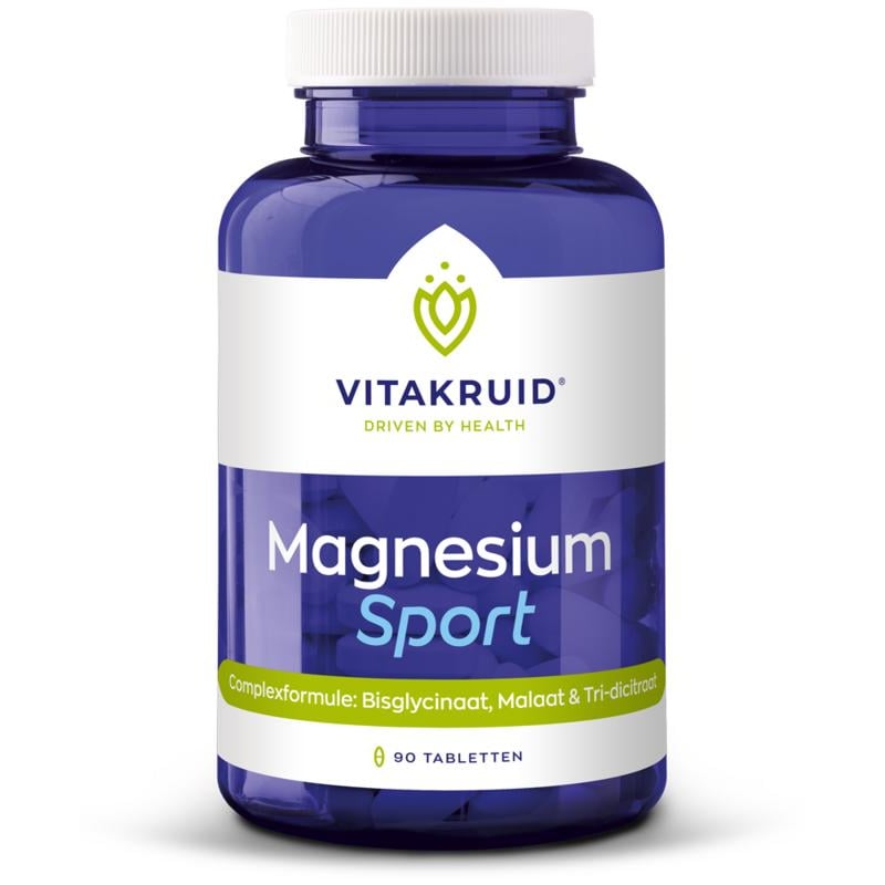 Vitakruid Magnesium Sport Bisglycinaat Malaat & Tri-dicitraat Vitakruid Magnesium Sport Bisglycinaat Malaat & Tri-dicitraat afbeelding