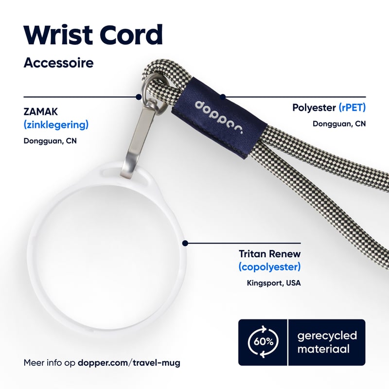 Dopper Wrist Cord - White Mug Ring - Sandy Black afbeelding