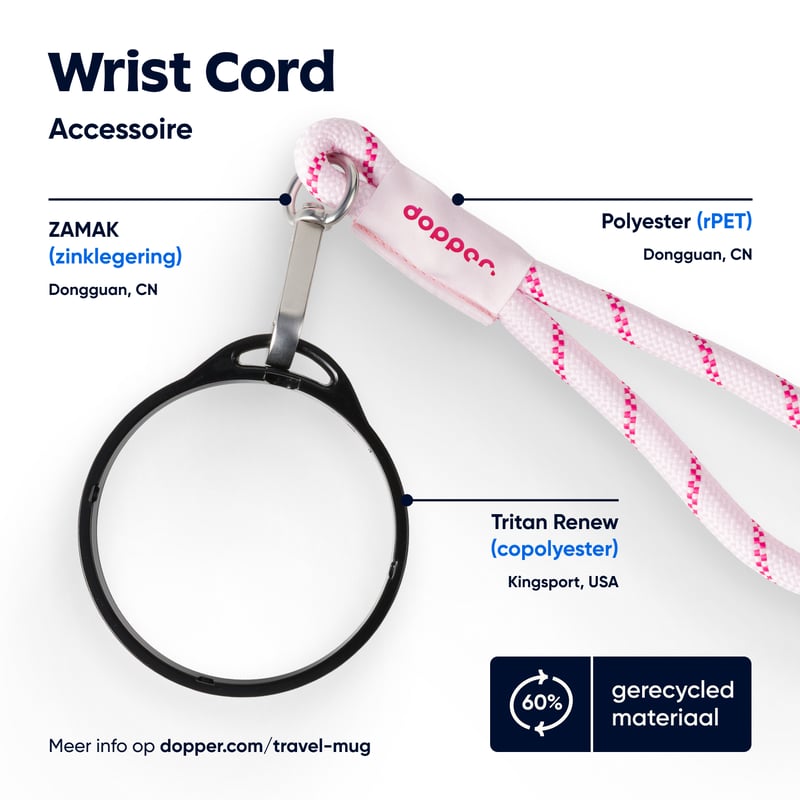 Dopper Wrist Cord - Black Mug Ring - Cherry Pink afbeelding