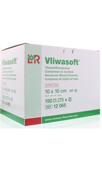 Vliwasoft Vlieskompres 10 x 10 cm 4-laags 75 x 2 stuks afbeelding