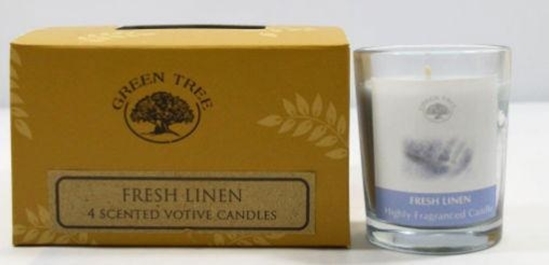 Green Tree Geurkaars fresh linen votives afbeelding